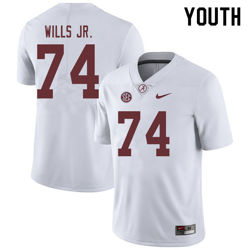 Youth #74 Jedrick Wills Jr. Alabama Crimson Tide College Football Jerseys Sale-White